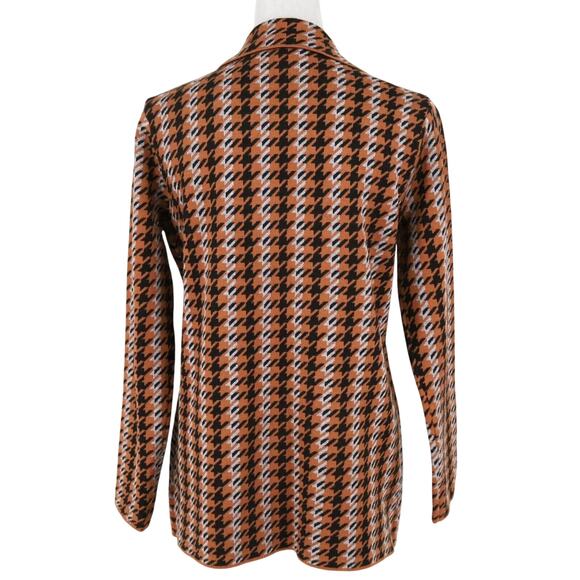 Joie Sweater Womens Jacket Medium Brown Black Blue Check Double Breasted Knit - Picture 2 of 11